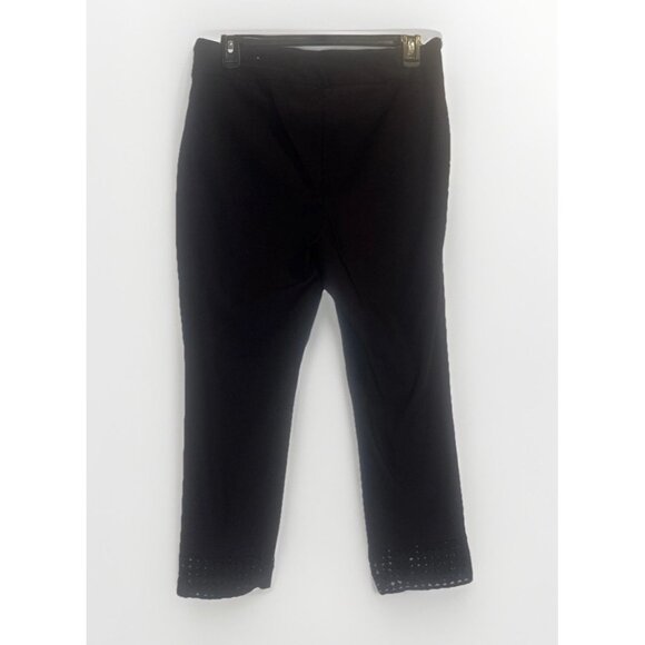Soft Surroundings Womens Black Pull On Crochet Hem Cropped Pants Sz L - Picture 5 of 12